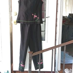 Silk nicely hand stiched pant outfit